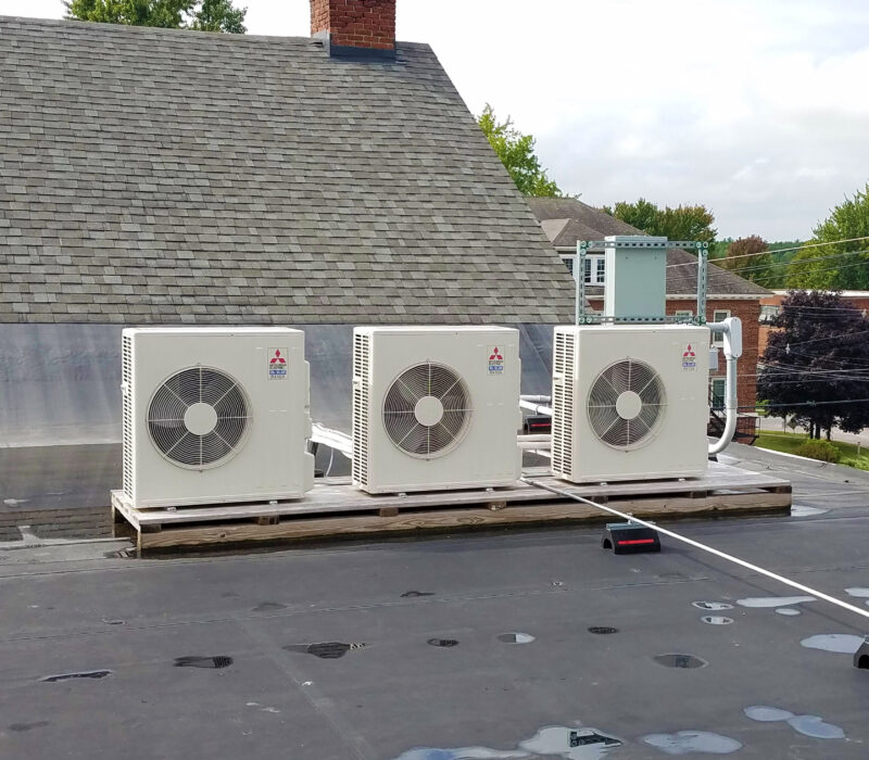 Mitsubishi mini split heat pumps, rooftop installation